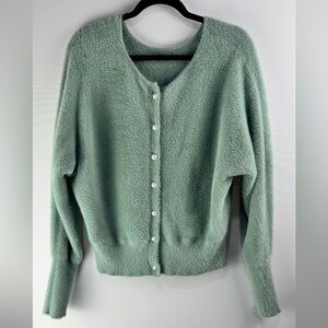 Joie Soft Green Cardigan pearl buttons reversible Sweater green medium